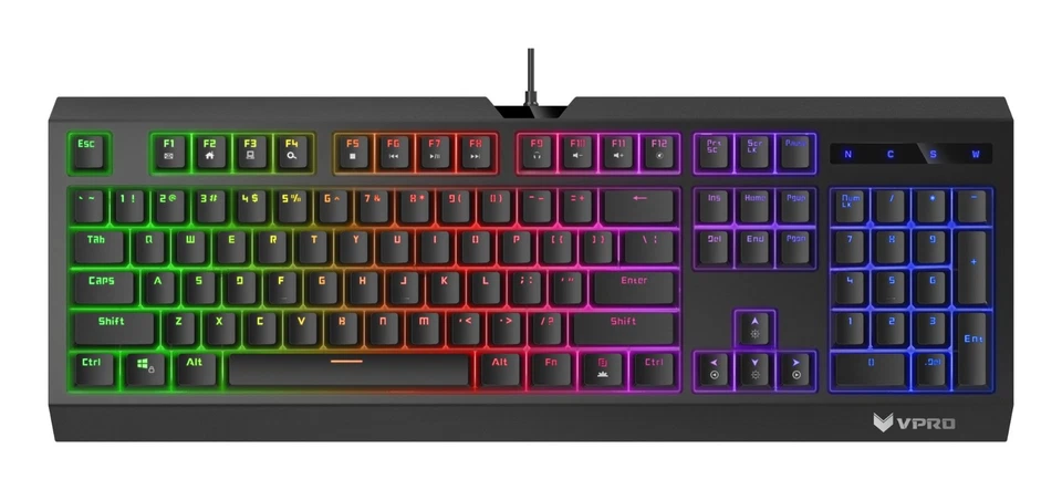 Rapoo Gaming Keyboard V52s Wired USB BACKLIT Qwerty Black Membrane 104 Keys - Image 3 of 4