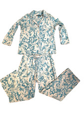 RALPH LAUREN Size M Pajama Set Paisley Lg Sleeve Notch Collar Woven 100 Cotton