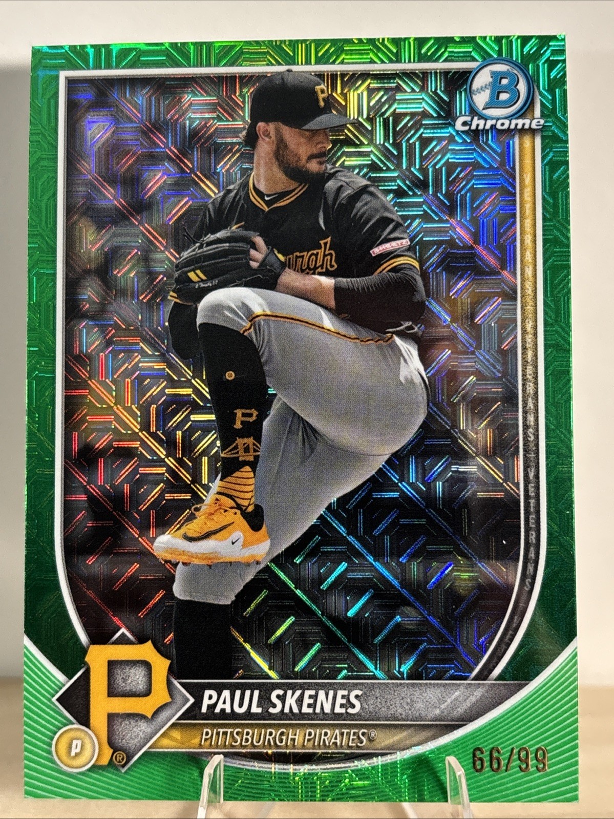 2024 Bowman Chrome Prospects Paul Skenes BCP-125 Green Shimmer 66/99 (RC)