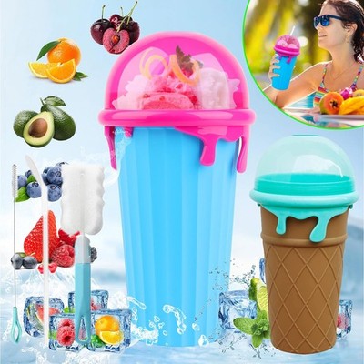 Slushy Maker, Slush Becher, 500ml Squeeze Cup Slushy Maker Becher mit Strohalm