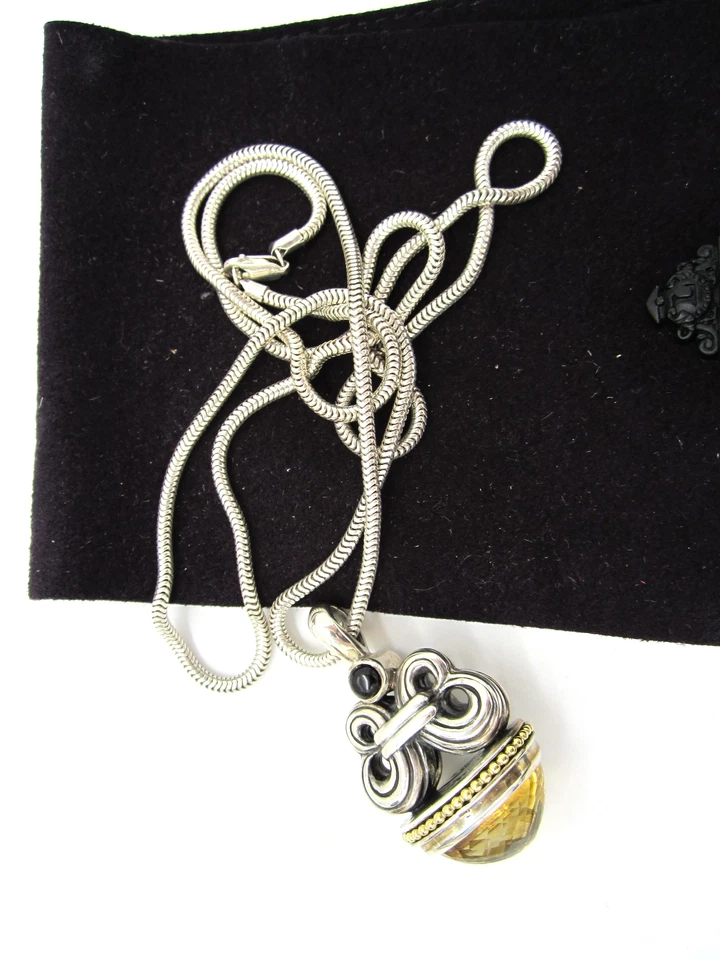 Massive Lagos CAVIAR 18K Gold Sterling Silver Citrine Onyx 43 Gram 项链 — 第 4/4 张图片