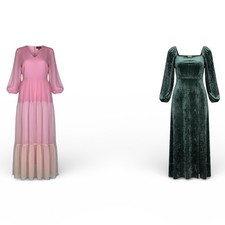 2 Dress Bundle Jessakae Pink, Ava & Viv Teal Velvet  Maxi Plus Size 2XL Coquette