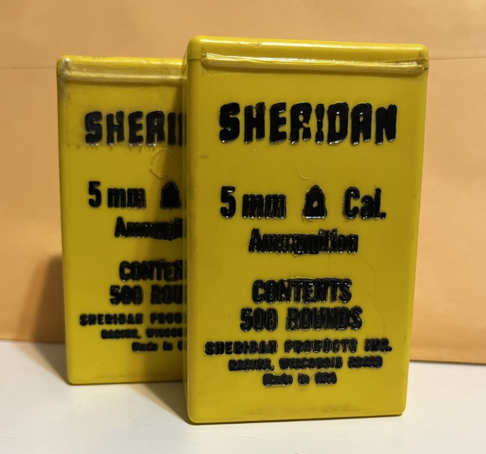 5mm Cylindrical SHERIDAN .20 PELLETS Classic Yellow Tombstone Box 500 CLEAN/FULL