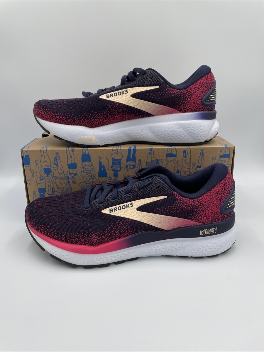 Brooks Ghost 16 Running Shoes Peacoat/Raspberry/Apricot Women’s Size (D)  Wide