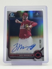ZACH MAXWELL 2022 BOWMAN CHROME DRAFT 1ST REFRACTOR AUTOGRAPH /499 Q2045
