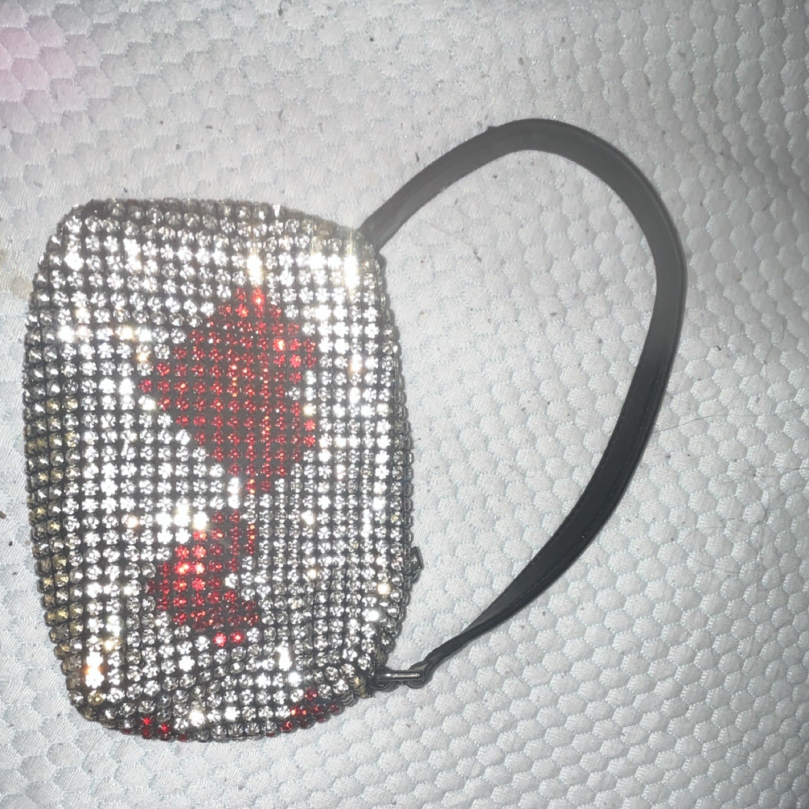 alexanderwang Crystal Heart Wristlet Clutch Metallic Silver Red Black