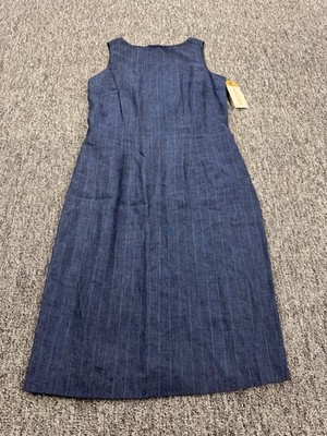 Merona Dress Women 10 Navy Blue Linen Pinstriped Pleated Midi Sheath NWT | eBay Merona Dress Women 10 Navy Blue Linen Pinstriped Pleated Midi Sheath NWT | eBay