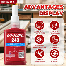 50ML Thread Lock Bolt Lock Tight 243 Medium Strength Fast Fix Screw Glue