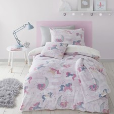 Catherine Lansfield Kids Unicorn Dreams Fleece Duvet Cover Set, Pink, Single