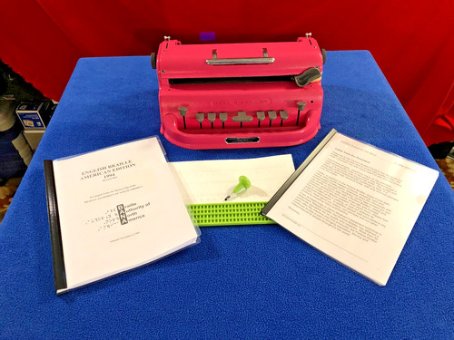 Perkins Brailler Refurbished  New Parts - New  PINK Paint & Braille Slate #2