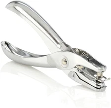 1 Hole Punch, 5 Sheet Capacity Hole Puncher, Single Hole Paper Punch, Chrome (74
