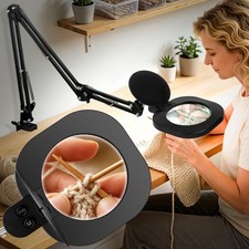 12X Large Ultra Long Magnifying Glass with Light and Clamp, 5-Inch Real Glass...