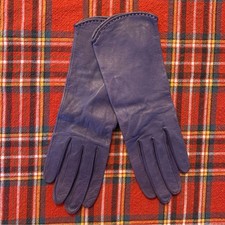 Purple Leather Driving Gloves Womens Size 7 Fashion Wrist Glove 100 Silk Lined