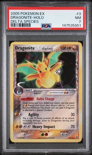 2005 POKEMON EX DELTA SPECIES #3 DRAGONITE-HOLO PSA 7