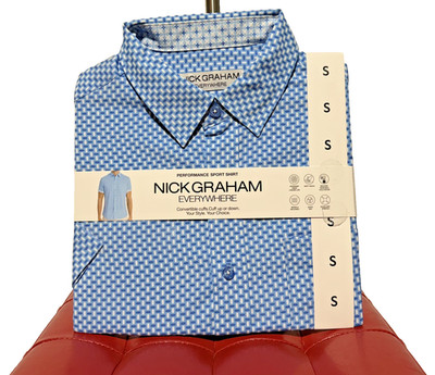 Nick Graham Men's Performance Sport Button Down Shirt Small Blue New with Tag