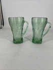 Vintage Libbey Coca Cola Heavy Thick Green Glasses 14 oz Float Mugs Set of 2
