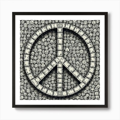 Peace Zeichen 3 Kunstdruck gerahmt Wandbild Poster Leinwanddruck Bild