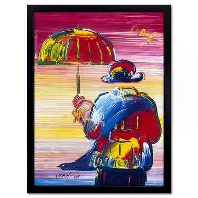 Peter Max Umbrella Man Kunst Gerahmt Handsignierte Offset Lithographie, LOA