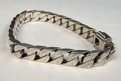 Tiffany & Co. Sterling Silver Heavy Curb Link Bracelet 8  9mm 43.6g Box Clasp