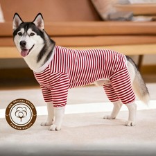 Cute Warm Four Legged Big Dog Cotton Stretchy Stripe Pajamas For Pets Size S-5XL