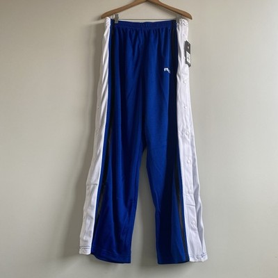 AND1 Basketball Snap Hose XL Blau Weiß Tearaway Warm Up Y2K Deadstock Selten