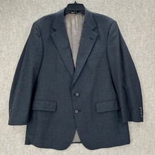 Chaps Ralph Lauren Blazer Jacket Size 42R Windowpane Plaid Grey Wool Sport Coat