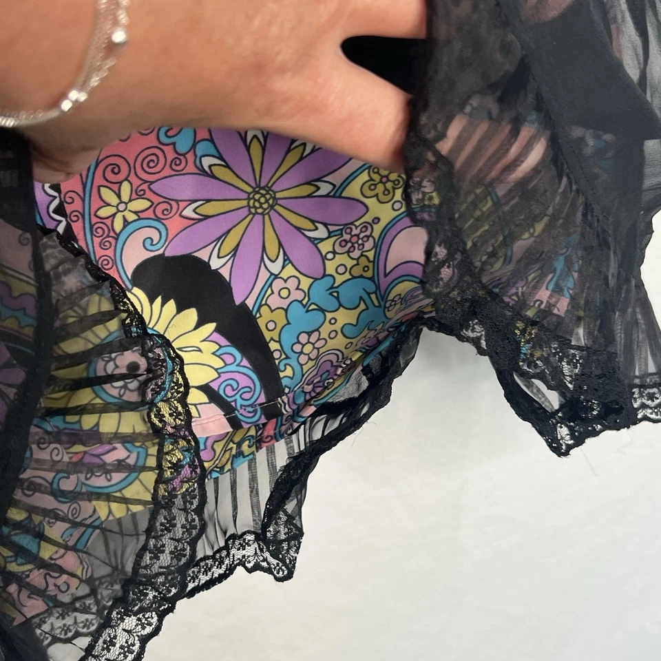 Falda De Colección Y2K Seda Talla 4 Cachemira Negra Encaje Superposición Fairycore Whimsigoth EE. UU. Foto 4 de 4