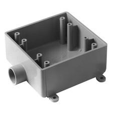Electrical Outlet Box 2 Gang PVC 32 cu in FS Box Outdoor Weatherproof Gray 1 2in
