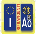 2 BLUE REFLECTIVE STICKERS FOR EUROPEAN CAR LICENSE PLATE WITH PROVINCE AND STAR SYMBOL