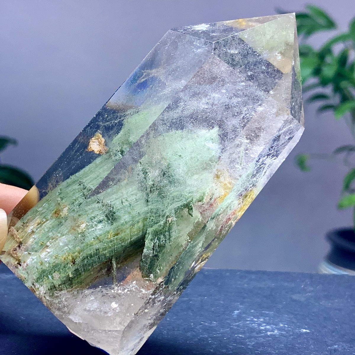 264G Natural high-quality transparent green Garden Quartz crystal
