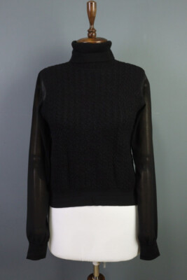 YOHJI YAMAMOTO Black Mesh Turtle Neck Sweater | eBay