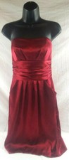 Davids Bridal Strapless Dress Bridesmaid Wedding Pockets Size 4 Short Red