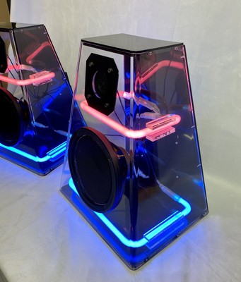 Vintage 1980s Neon Cleo Audio Pair of Speakers Cicena | eBay