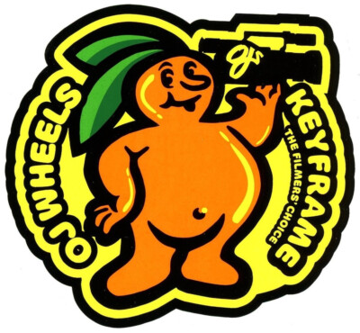 OJ Wheels Skateboard Sticker Keyframe Orange Gelb 11x10cm Gestanzt