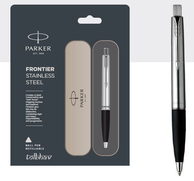 Parker Frontier Stainless Steel CT Ball Point Pen BP New Quink