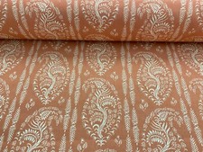 Perceval Paisley Regency Stripe Orange Coral Ivory Cotton Curtain Craft Fabric