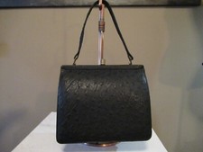 Vintage CORBEAU CURIO Black Genuine Ostrich Small Handbag