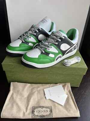 GUCCI BASKET LEATHER LOGO SNEAKERS LOW TOP US 8.5 UK 8 EU 42  NEU OVP