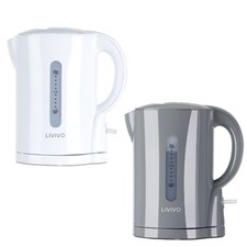 LIVIVO 1L Travel Kettle White, Grey Compact Electric Kettle 4 Cup Cordless 1000W