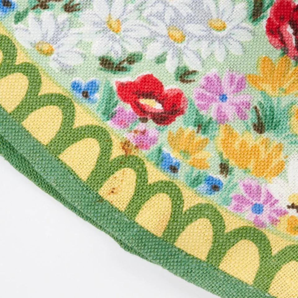 Vtg Green Yellow Floral Linen Cloth Coasters Placemats Napkins Granny Chic Lot - Image 4 of 4