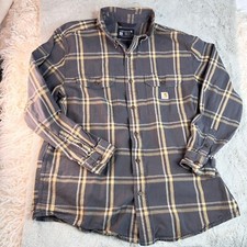 Carhartt Shirt Mens Large Loose Fit Midweight Chambray Long Sleeve Shirt TW4447M