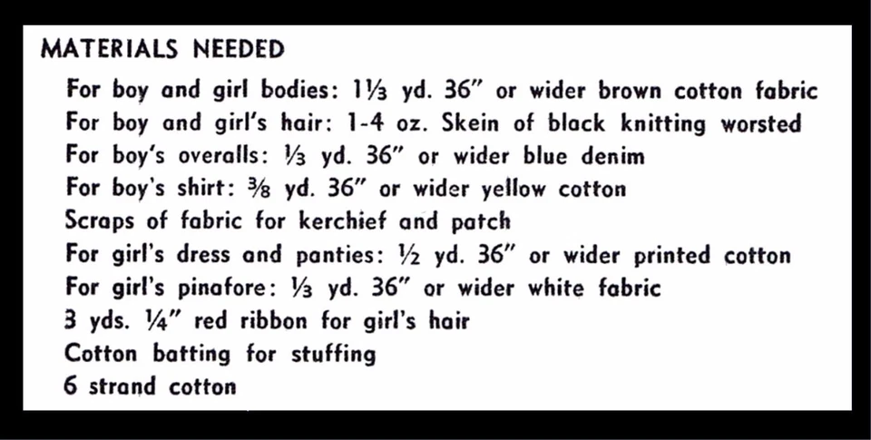 Simplicity # 7329 17" Cute Stuffed Dolls Boy and Girl Toy Vintage 40's Repro - Image 2 of 2