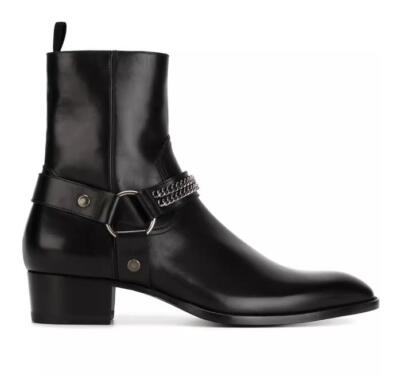 おっhumant soulesures line chain boots Men's Personality Chain Chelsea boots Dress Boots Genuine Suede