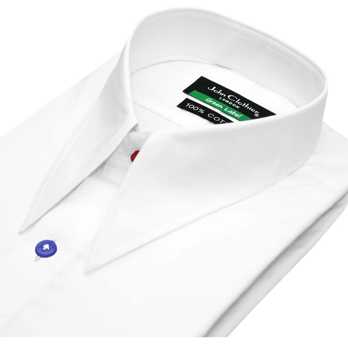 White Evening Dress Shirt Mens Rainbow Buttons Spear Point Collar Wedding Shirt
