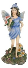 Image of Enchanted Garden Bluebell Floral Fairy Carrying A Bouquet Of Flowers Figurine