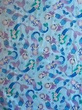 MERMAID SEA MERMAIDS PURPLES TEAL BLUE GREEN COTTON FABRIC FQ