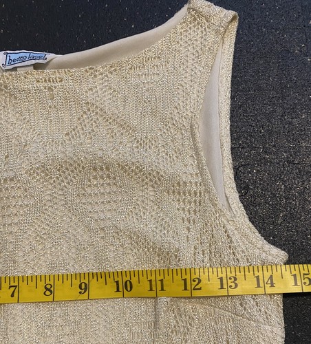 Hourglass Brand Flapper Style Dress Crochet Fringe Champagne Color NWOT Fitted - Picture 5 of 9