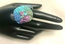 HANDMADE CROCHET NOVELTY RING LOVELY WHIMSICAL Handmade by me with TLC