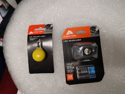 Ozark Trail LED-Stirnlampe und Haustierhalsband Licht Batterien enthalten - neu versiegelt