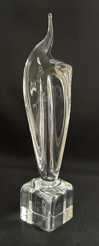 DAUM FRANCE CRYSTAL ART GLASS CLEAR 8" FLAME SCULPTURE FIGURINE PAPERWEIGHT